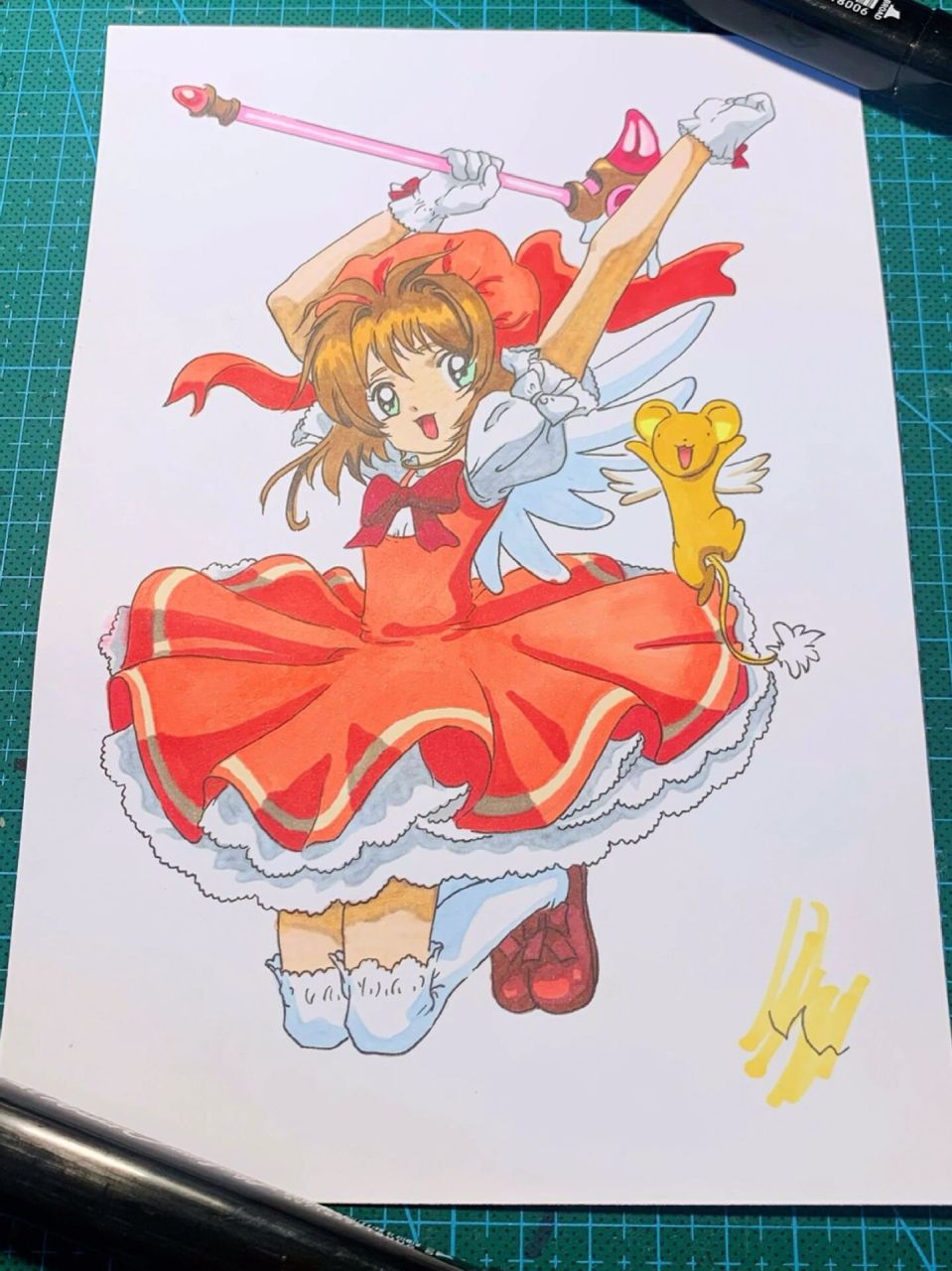 马克笔手绘|百变小樱|内附线稿 日常翻车