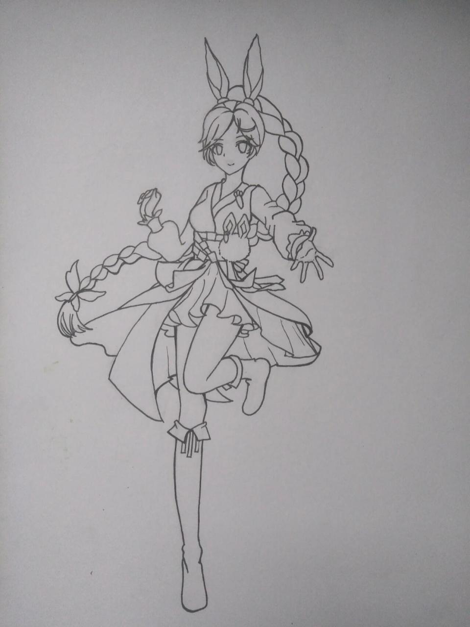 手绘小舞【涂色 线稿】 吸取了前两次的"教训"终于画出满意的了!