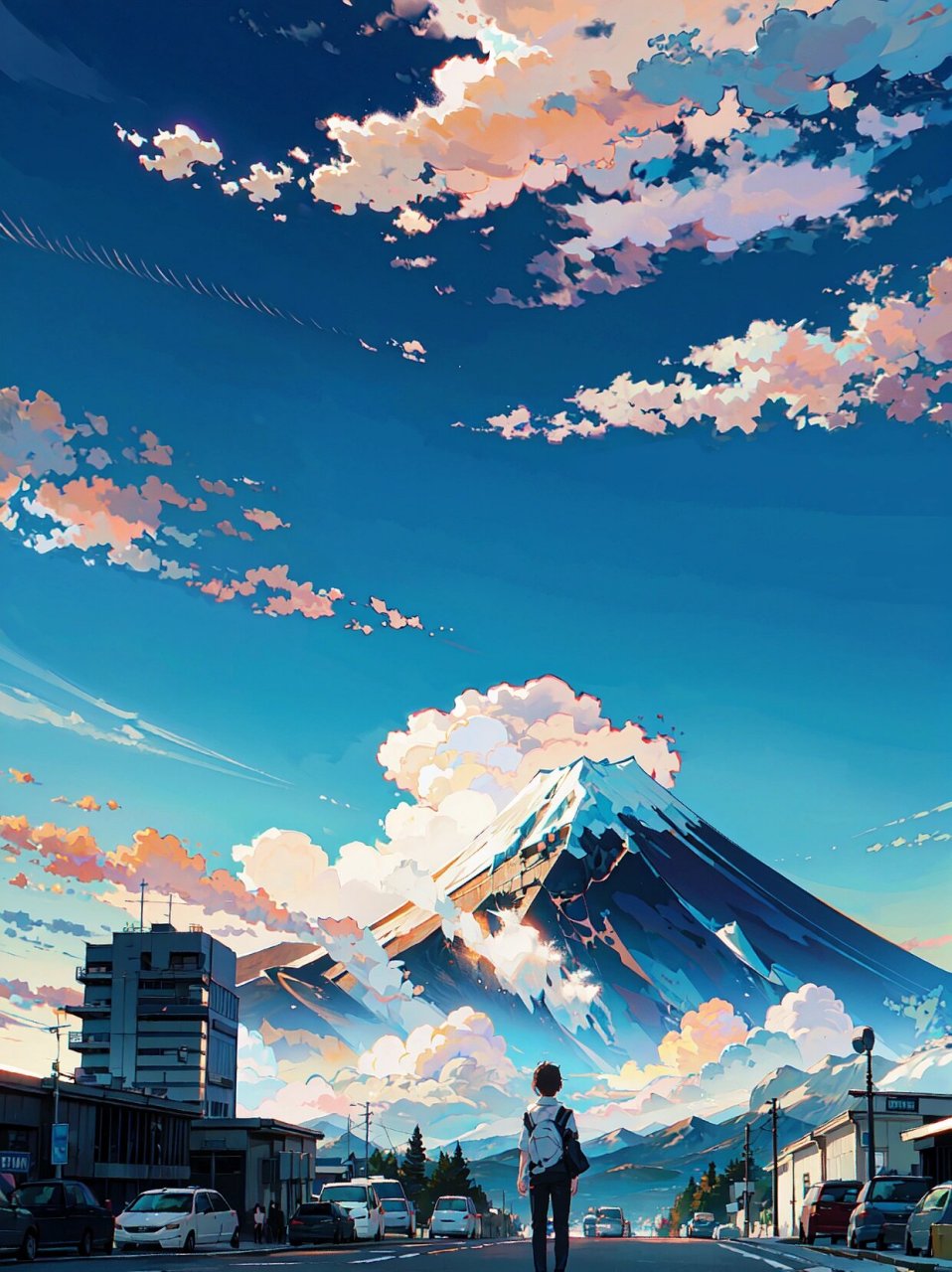 富士山素描动漫图片