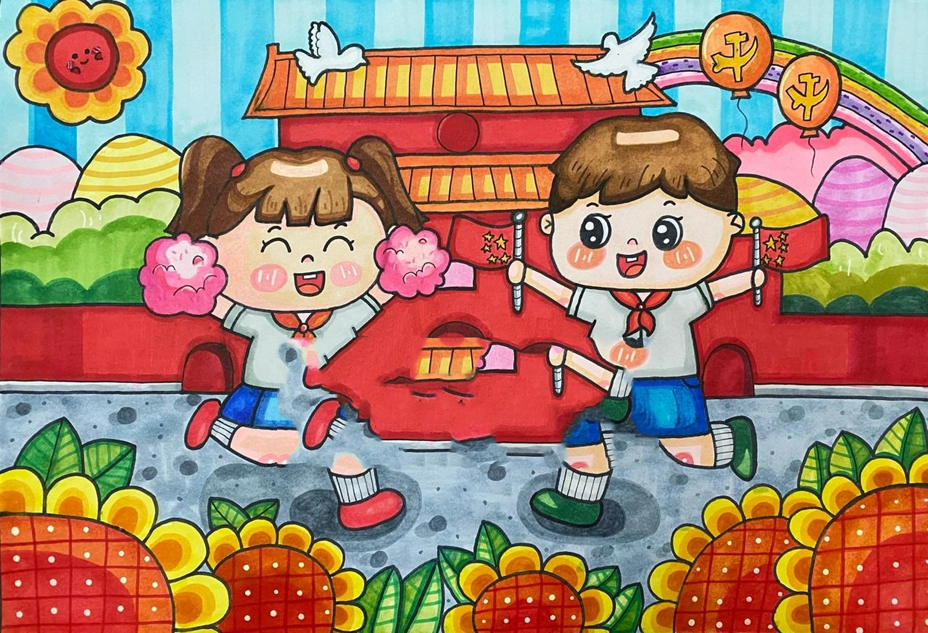 团结友爱简笔画|主题画 我爱祖国主题画,民族团结,少数民族简笔画