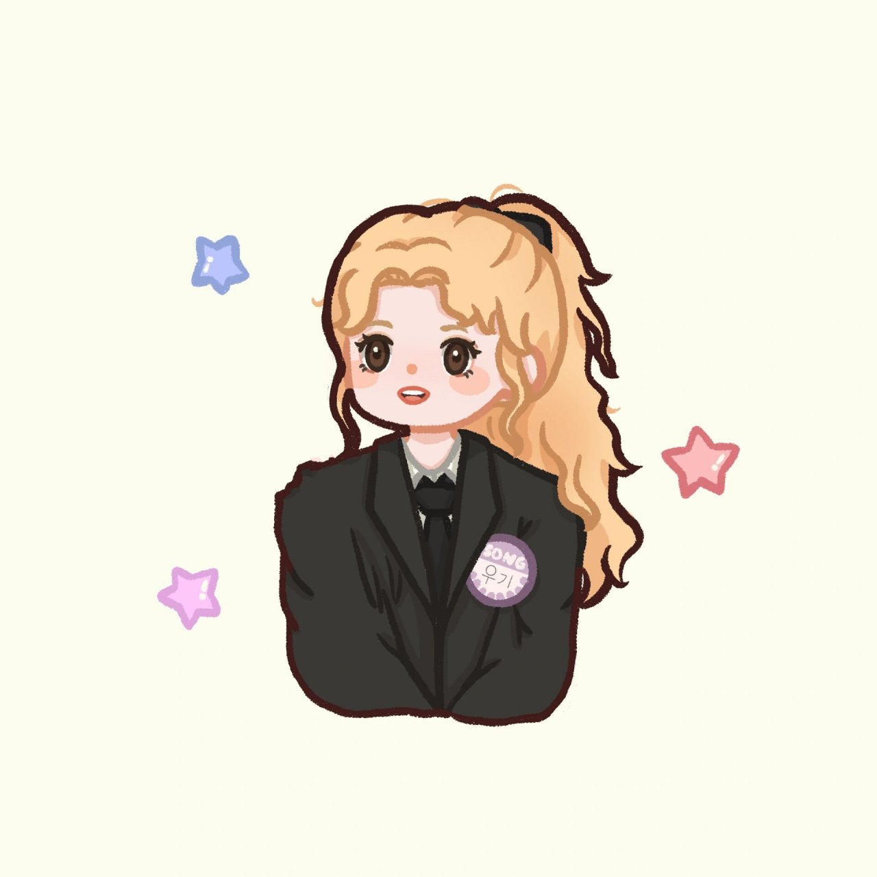 挑战画50个宋雨琦qq人95【3/50】 超喜欢认哥造型,高马尾元气满满!