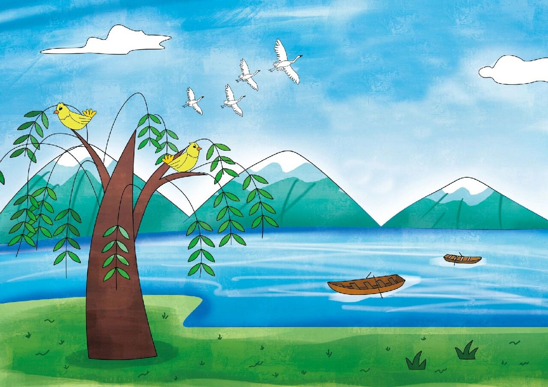 诗配画|绝句杜甫|绘画临摹|古诗朗诵 一提到杜甫,大家都不陌生,他是