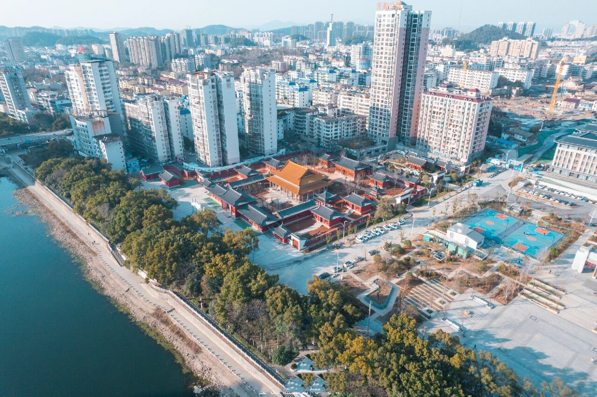 宜春航拍 希望下次回来 两岸的古城能全部建成