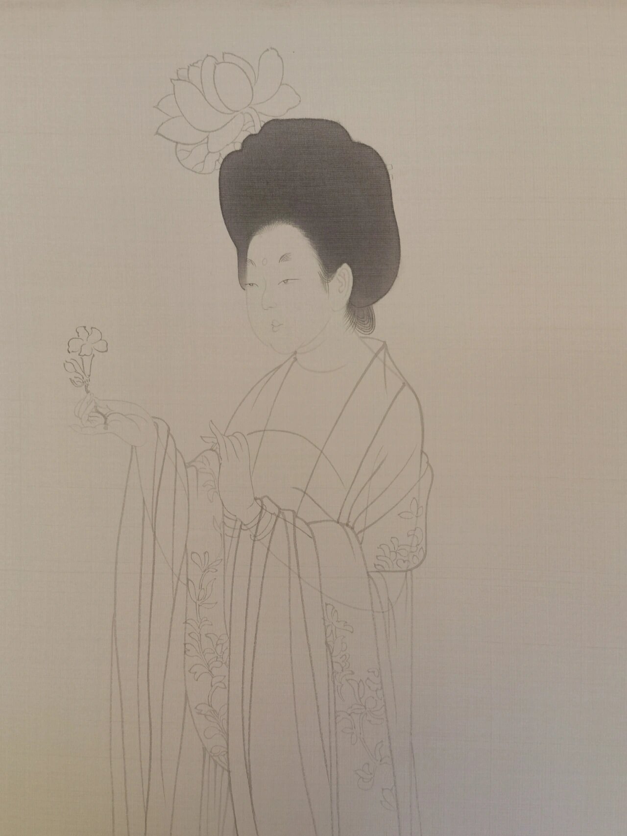 《簪花仕女图》线稿