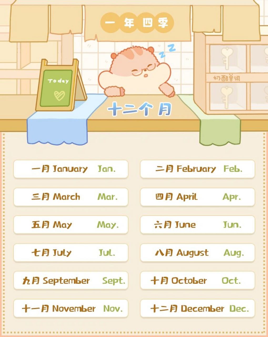 1661526615个月英语全称and简写 | 赶快码住 在英语中,一到