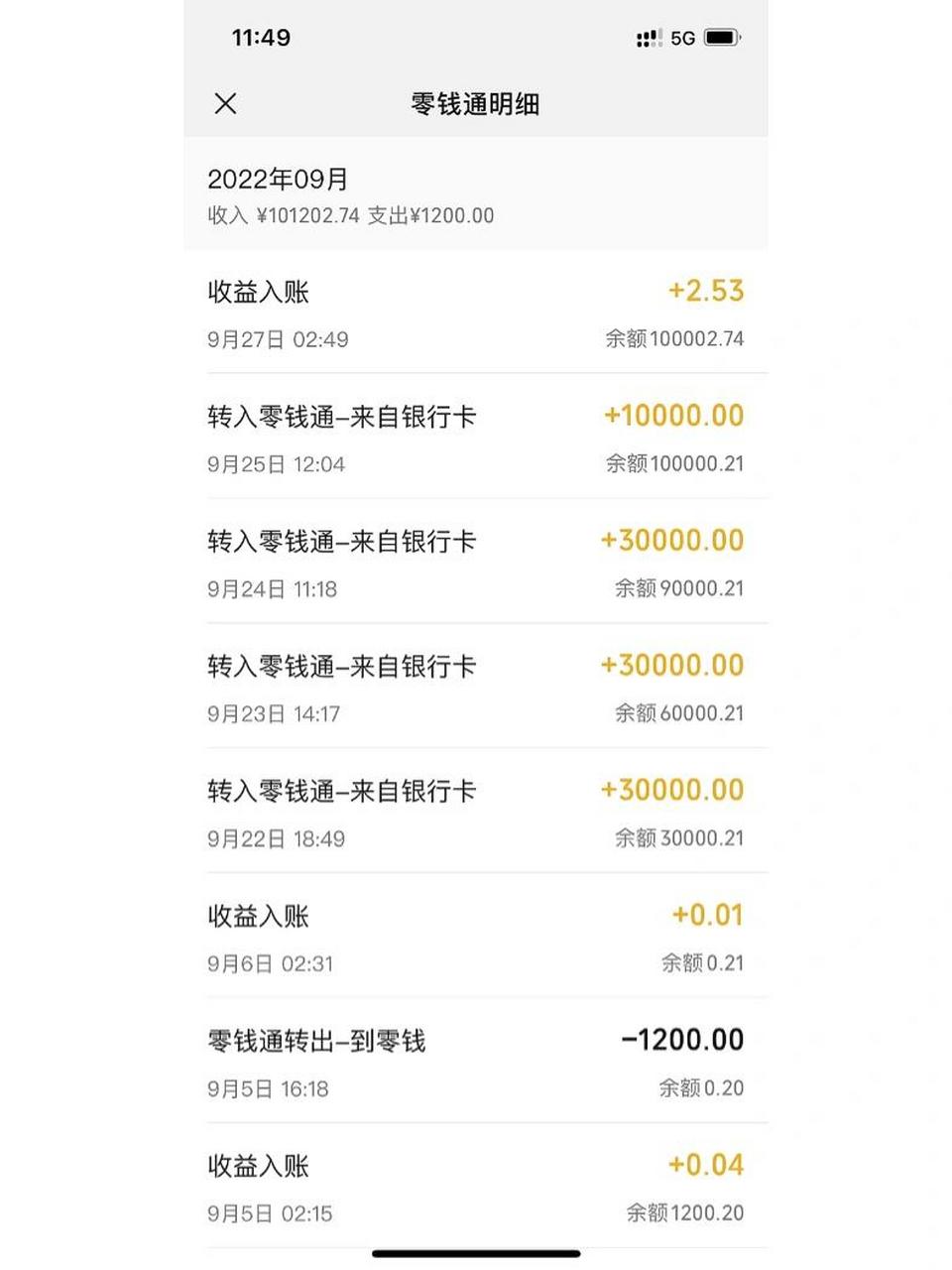 十万块钱放零钱通一天能挣瓶水钱 之前放不到五万一天就有两三块,现在