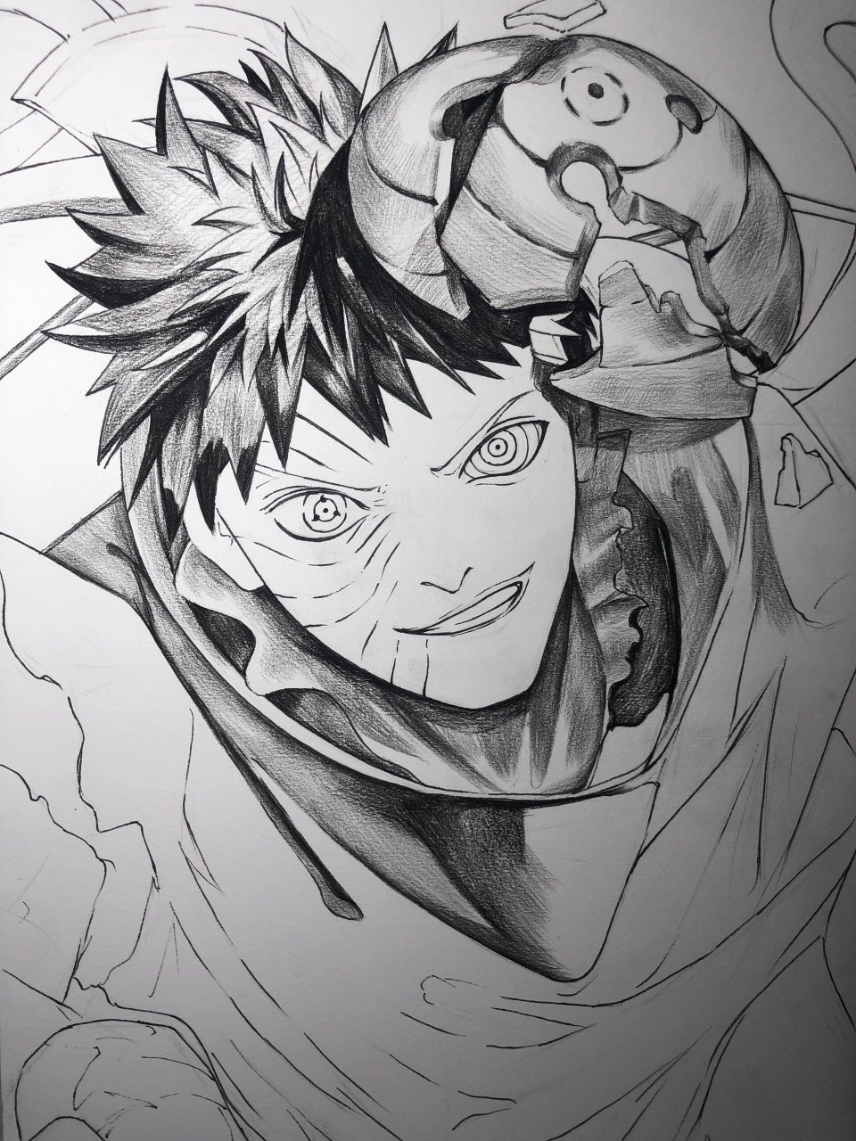 宇智波带土素描绘画过程图