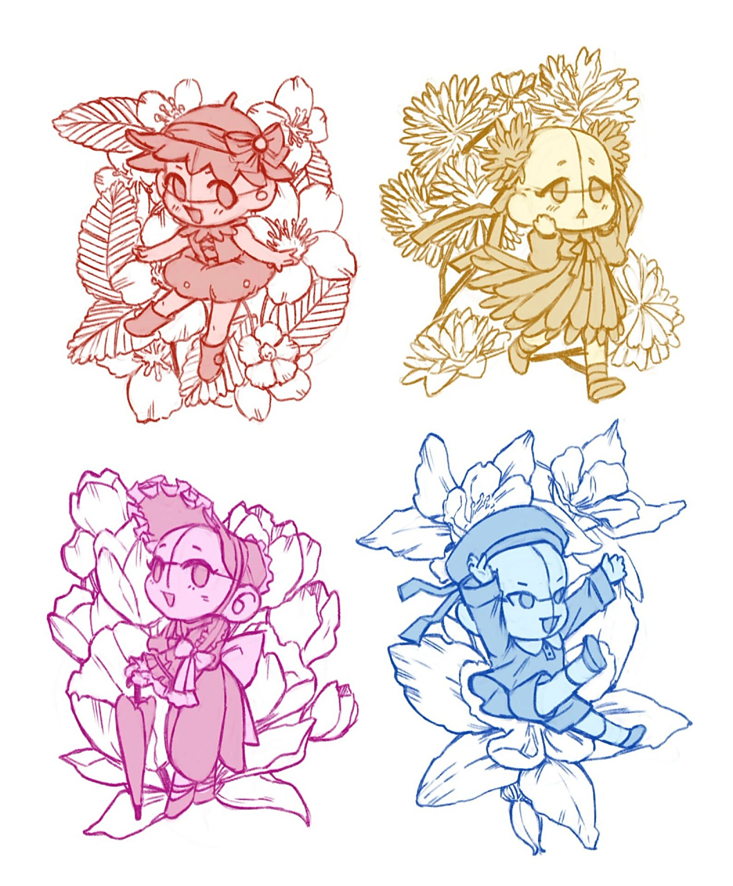 q版多人绘画素材模板