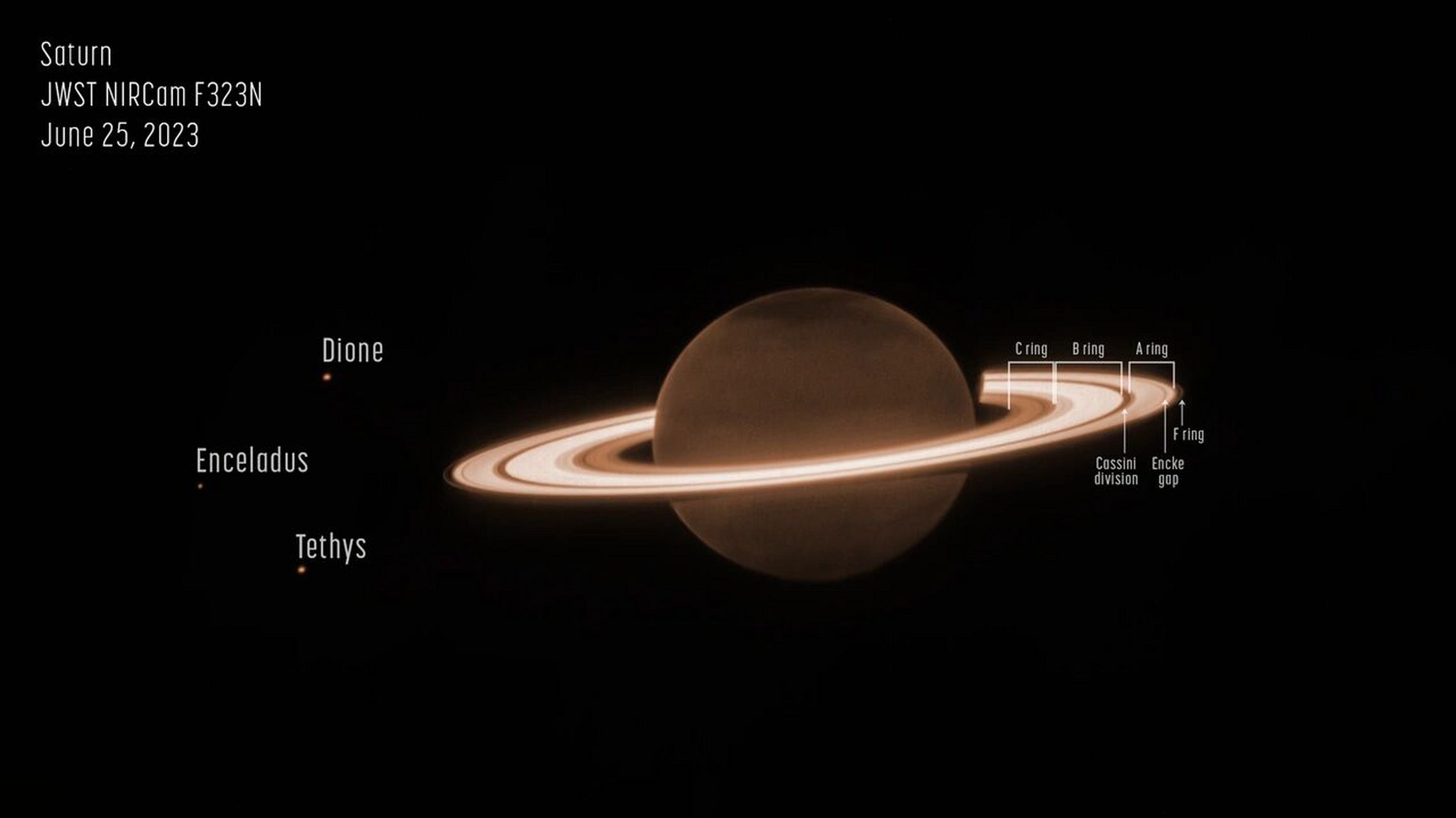 韦伯太空望远镜第一张土星照片 949494 	 2023 年 6 月 25 日