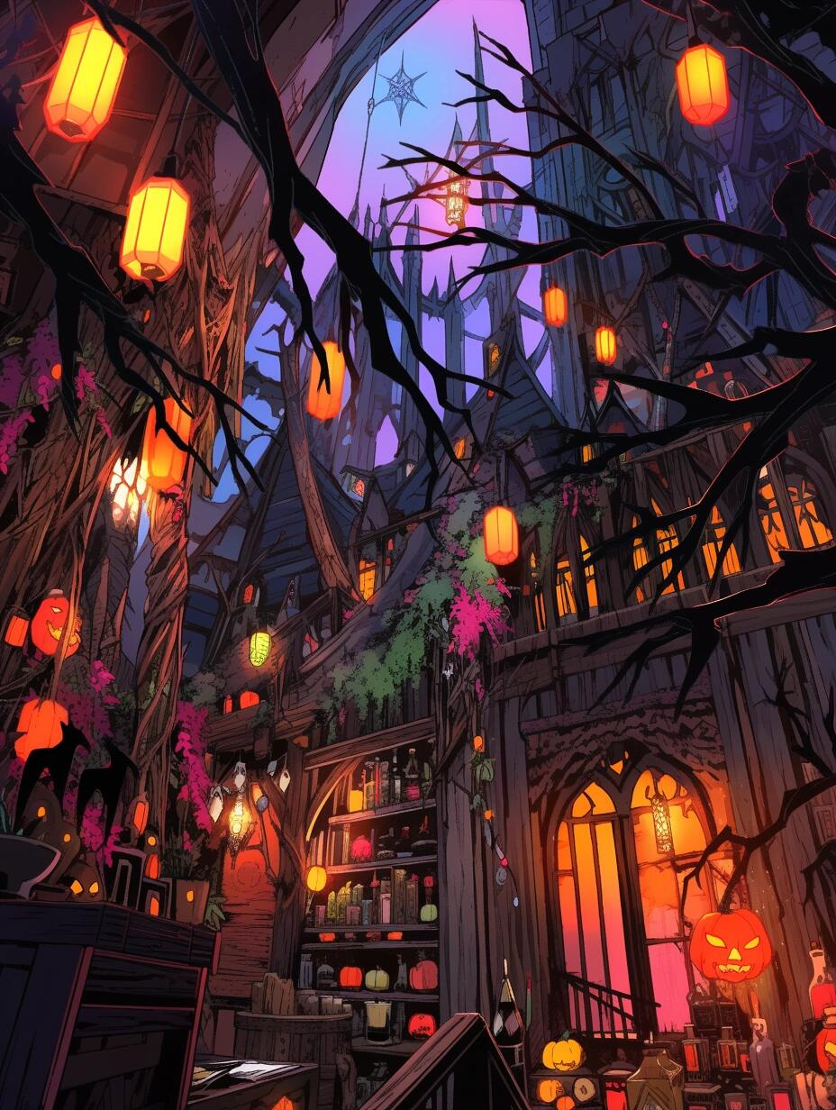 可商素材1156620张场景99万圣节竖插漫画写实