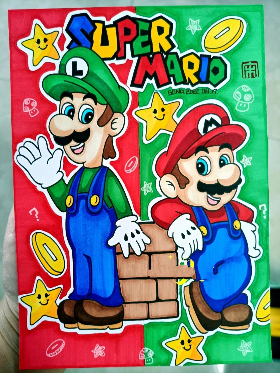 马克笔画-98 超级玛丽 马里奥 马克笔画儿童画 超级玛丽 马里奥