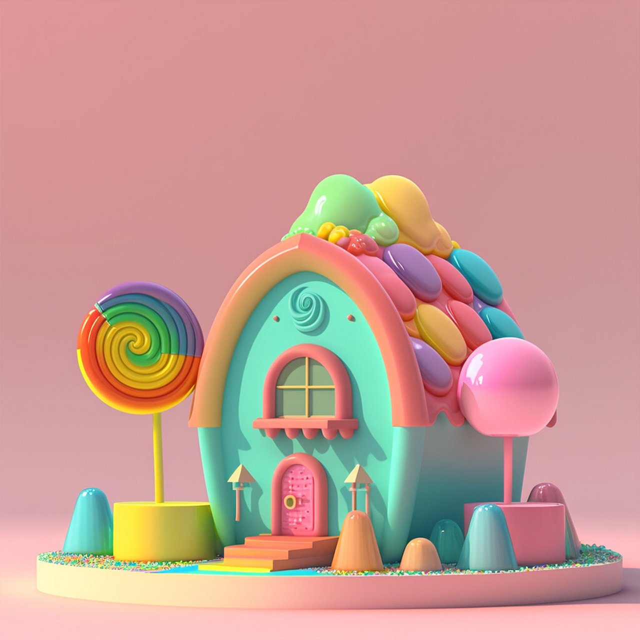 ai建筑|可爱糖果配色小房子