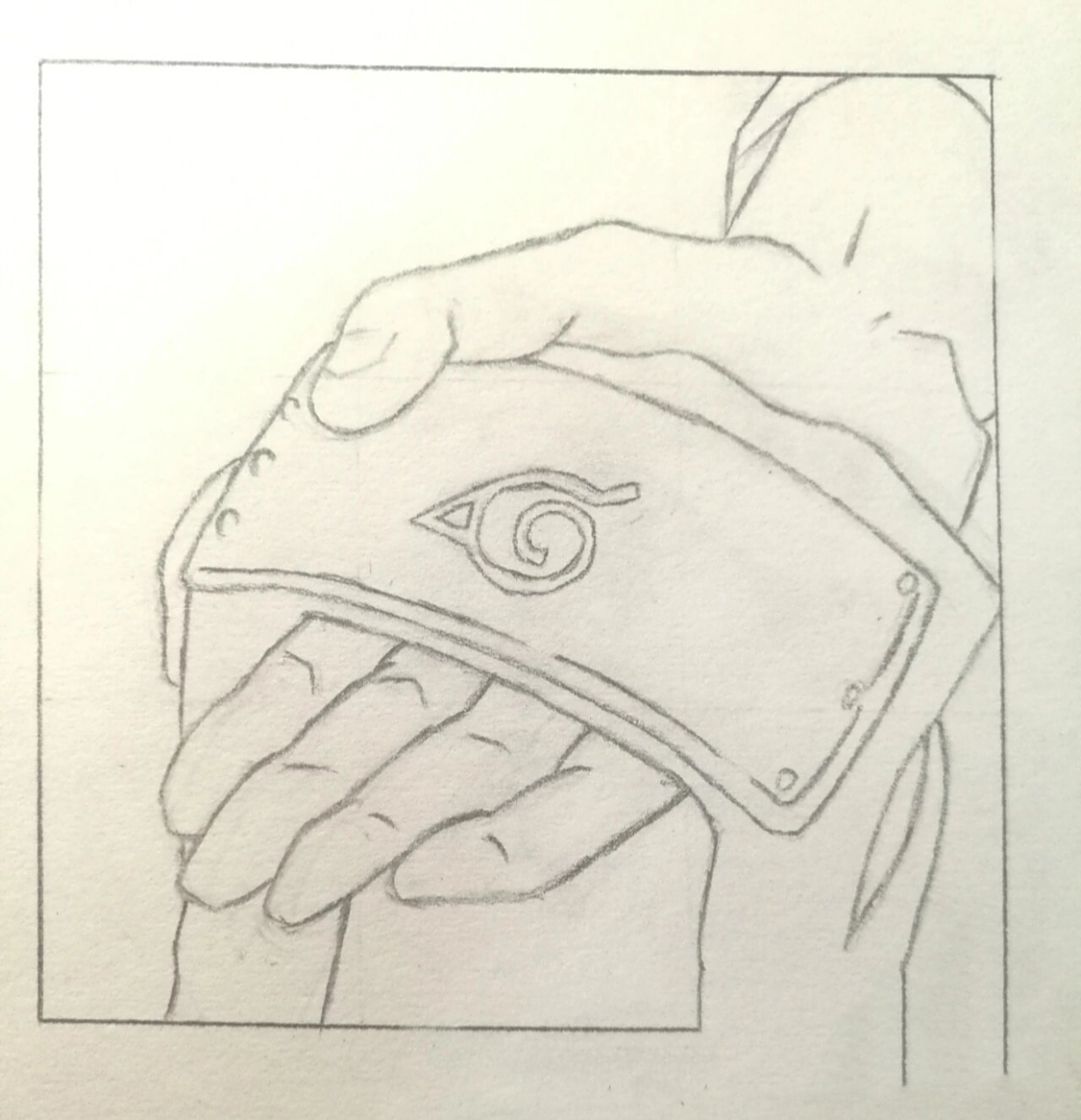 火影忍者护额手绘线稿过程教程 是谁给谁的护额? 规格:12701512