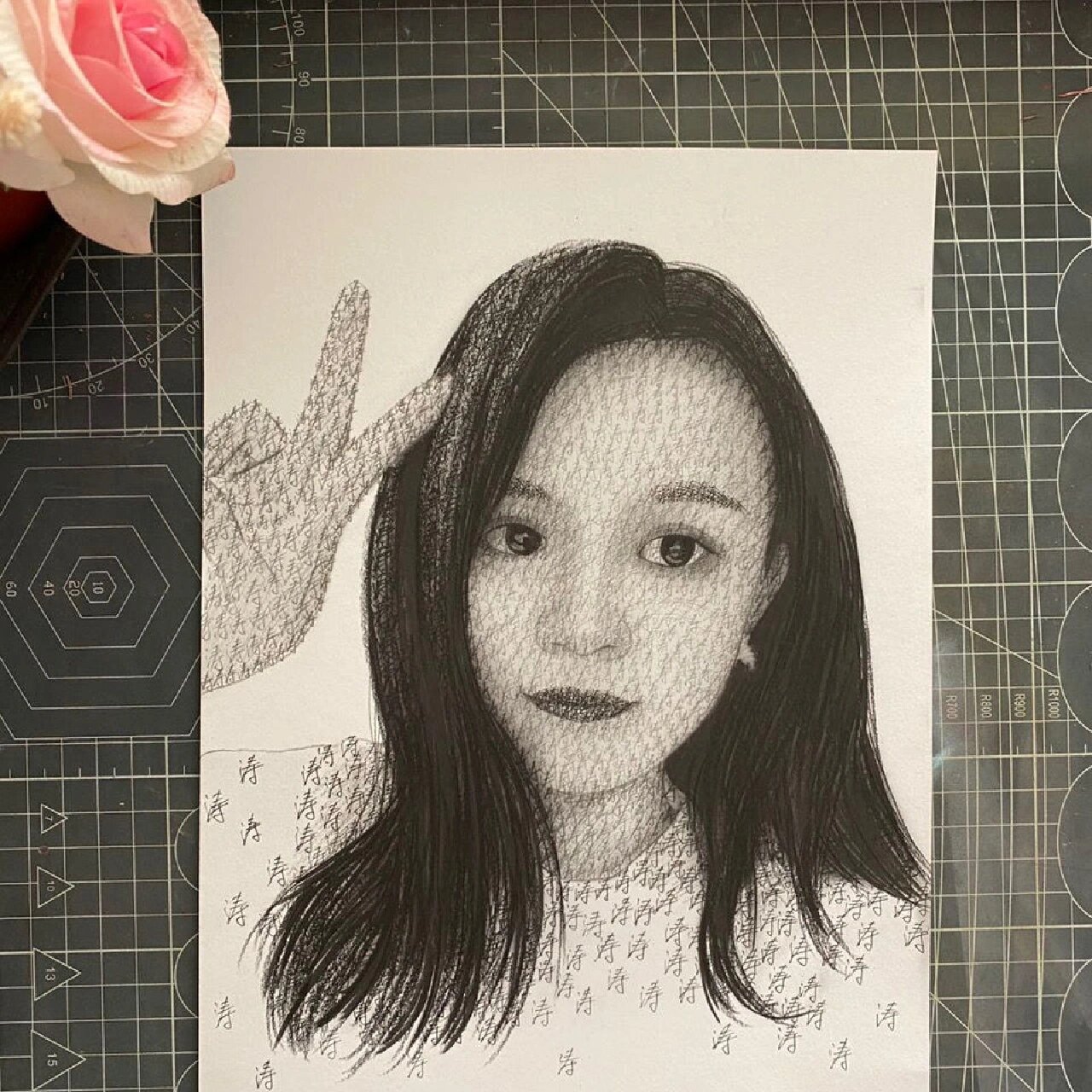 用名字画人像名字作画手绘手写女友照片素描 用名字画人像名字作画