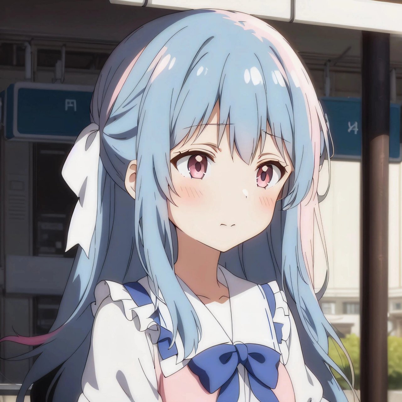 动漫女孩——蓝发粉瞳篇(头像)