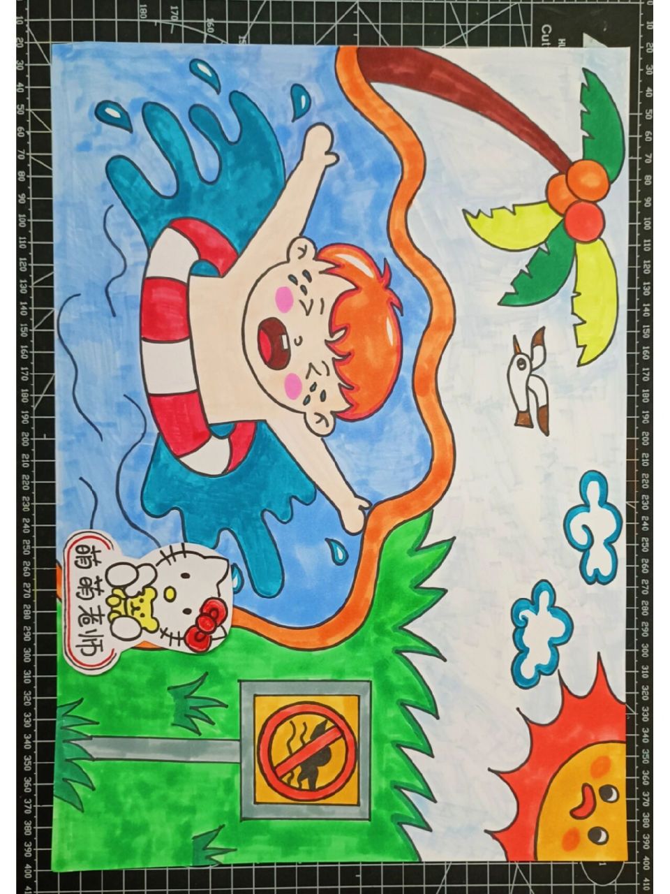 小学一年级防溺水绘画图片