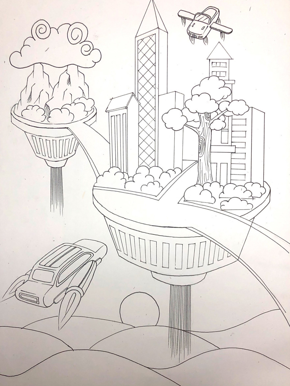 科学幻想画 科技改变生活  被问爆的背景用啥画的 就是樱花水彩盘哦