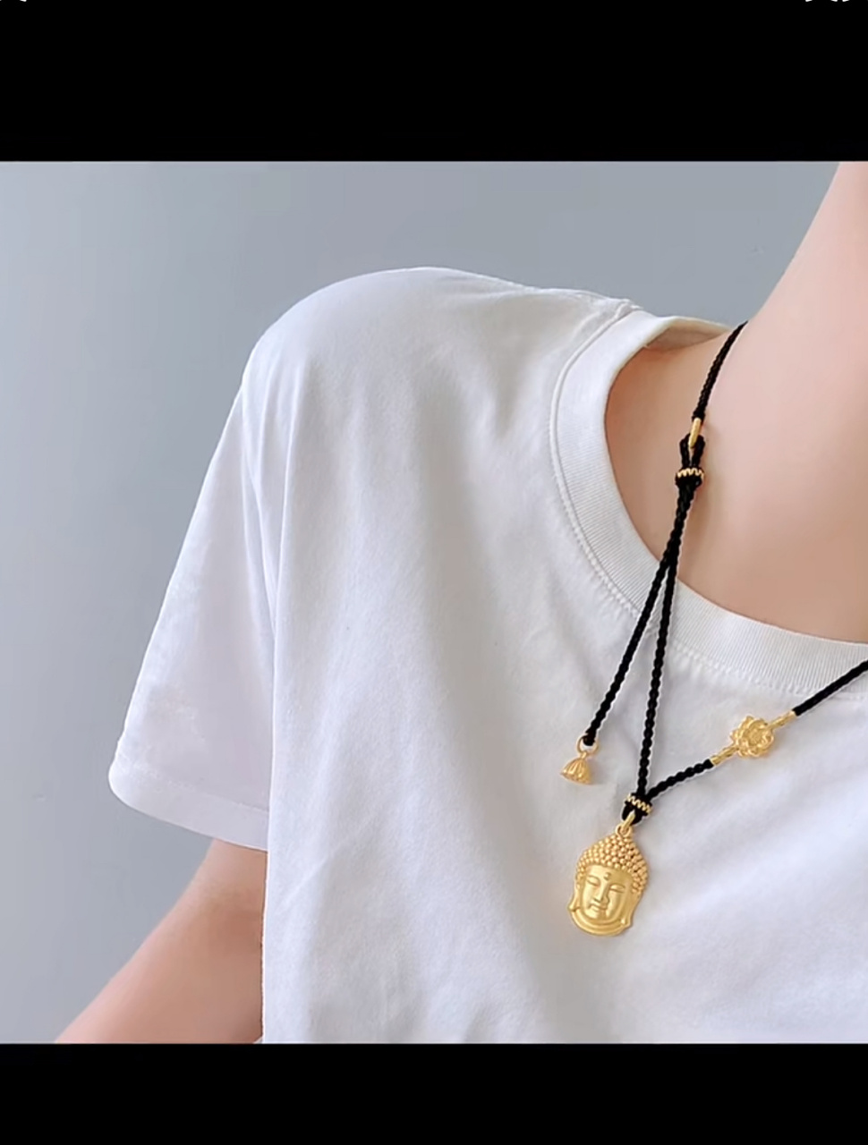 佛头项链手工编织 心有多静,福有多深佛头项链手工编绳(佛头多大的都