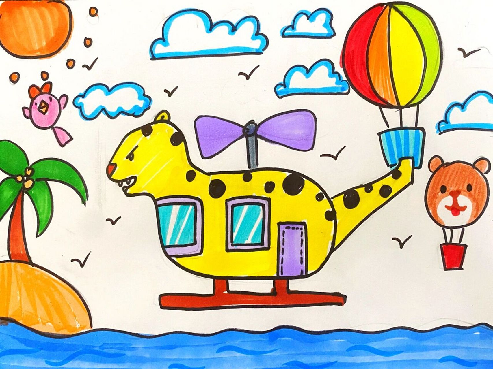 飞机创意绘画 #卡通画# #卡通画# #儿童画# #飞机卡通画# #飞机创意画