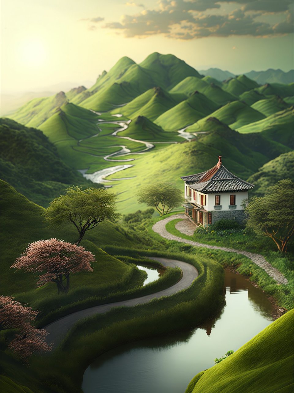 幽静田园,山光水色,乡村风景美到极致.