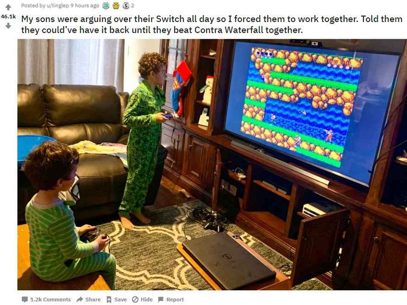 今日,国外一名父亲tinglep在reddit发帖称,自己的两个儿子整天都因为