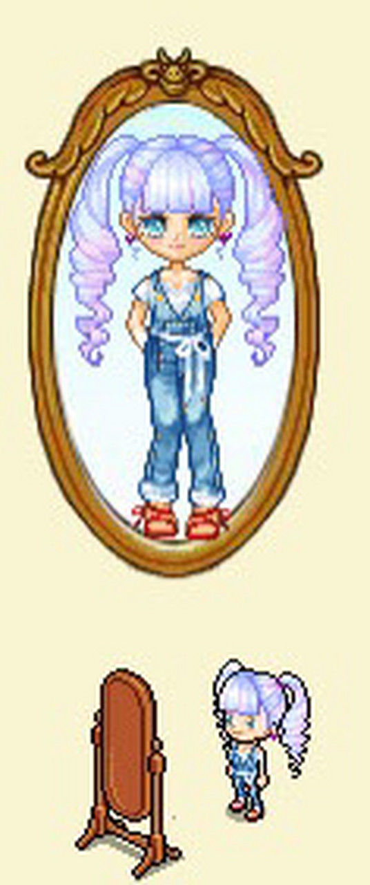 皮卡堂女生搭配新十五期   发型:蓝莓软糖女发   服装:牛仔背带裤套装