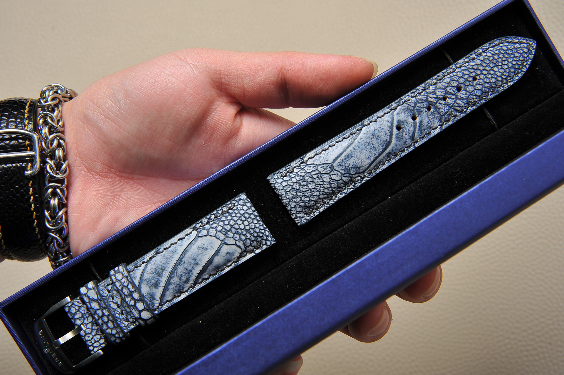 鸵鸟腿皮 纯手工表带