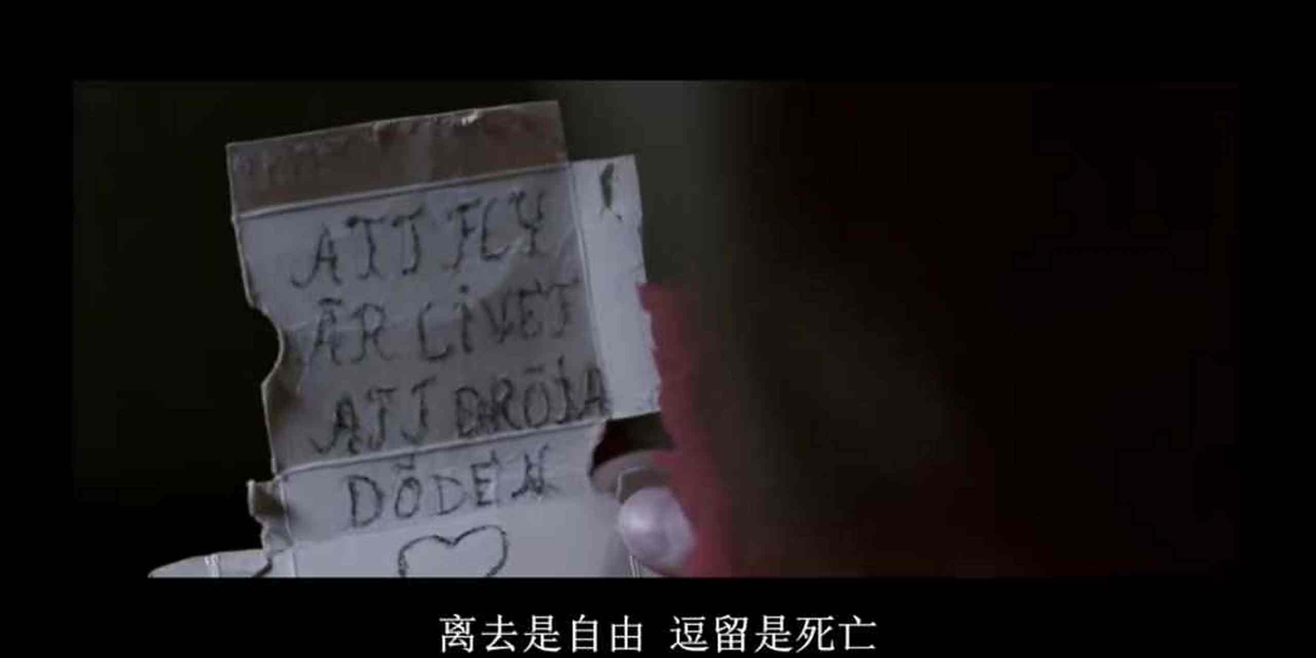 求瑞典版生人勿进/血色入侵这部电影中这句台词的瑞典语手写版,或者打