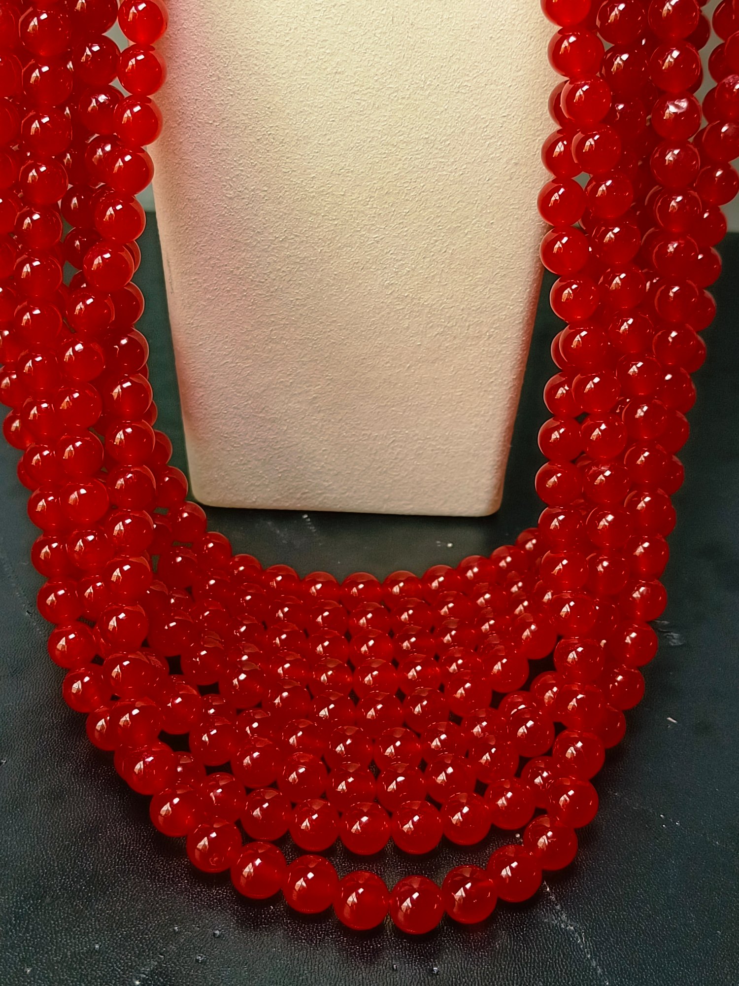 龙石种红翡翠项链九条