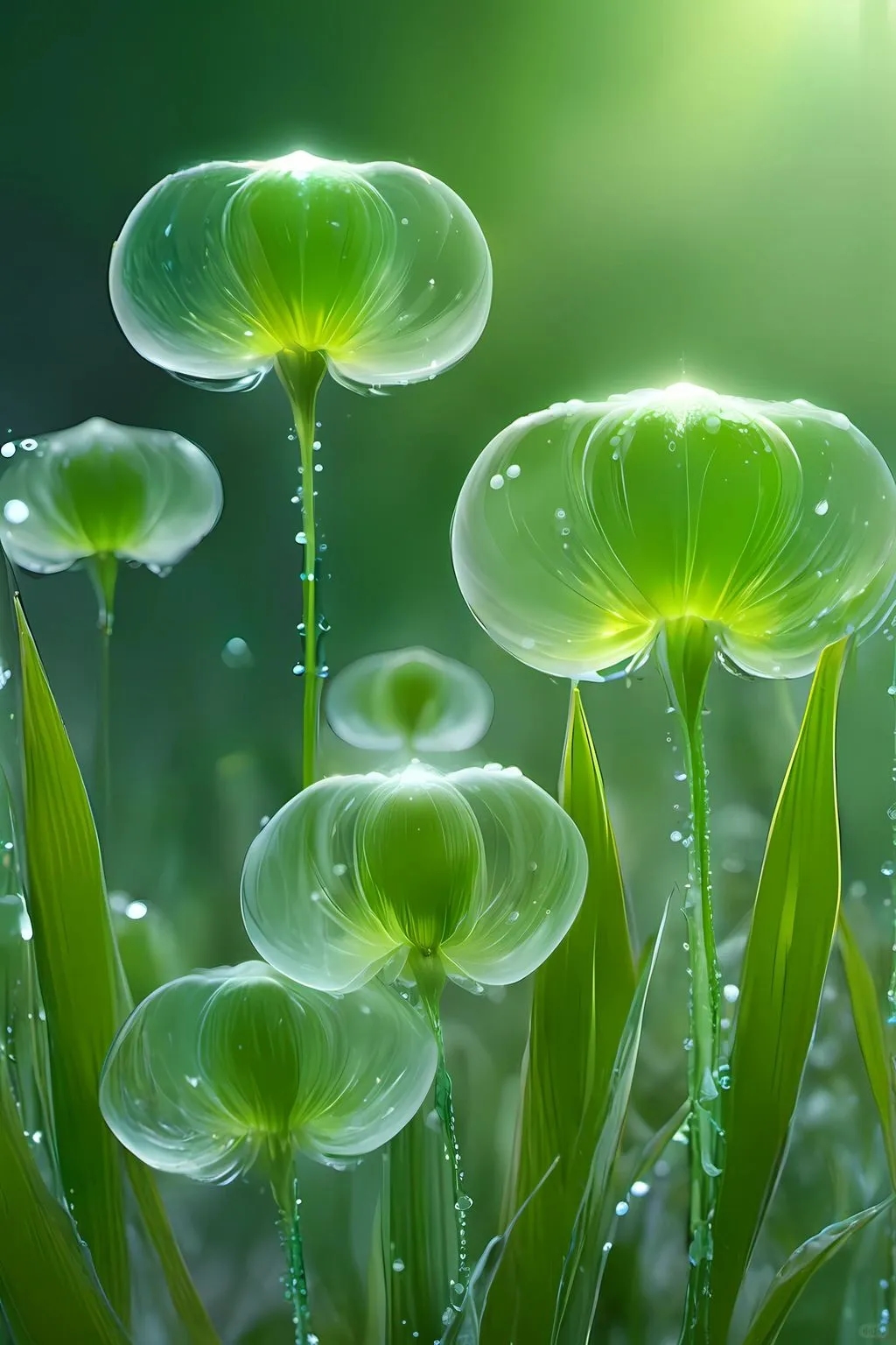 探秘自然之美,发现清新绿意  在这片绿意盎然的天地间,浅绿色的花朵在