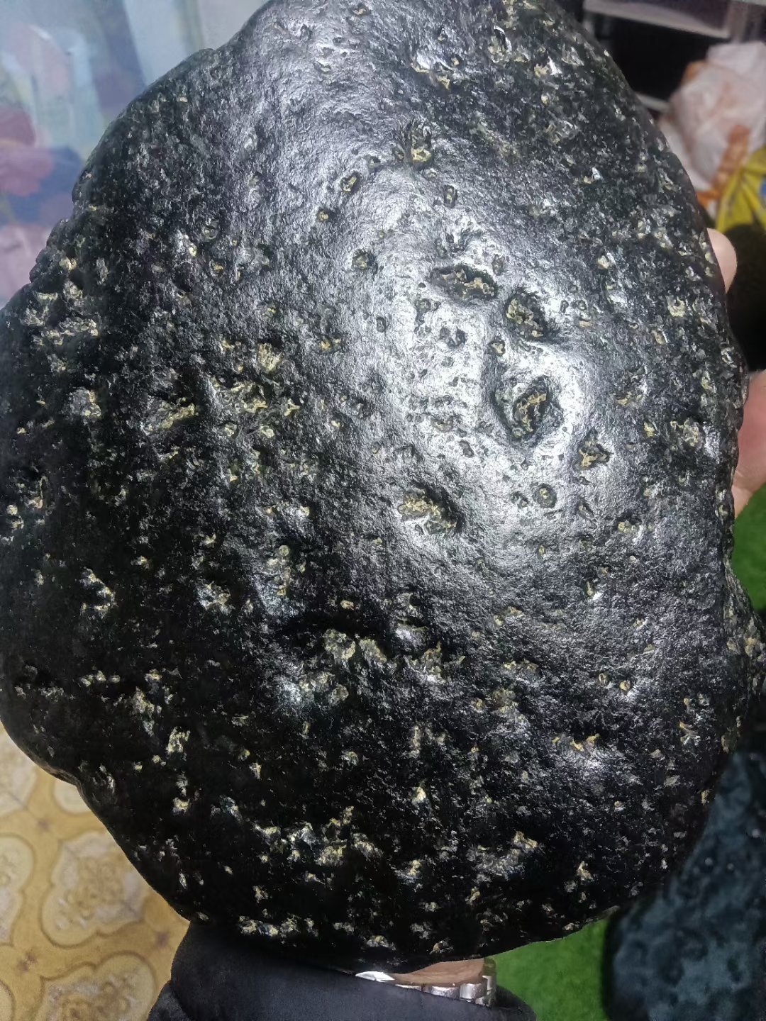 青藏高原藏区石铁橄榄陨石.原石和切片,磁性