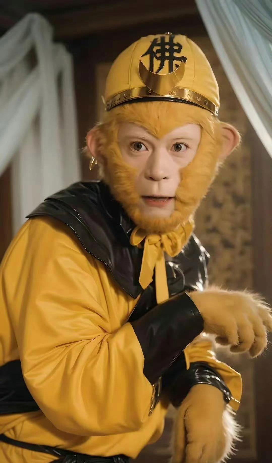 孙悟空的扮演者六小龄童,身着金甲圣衣,霸气外露,一秒入戏,仿佛从屏幕