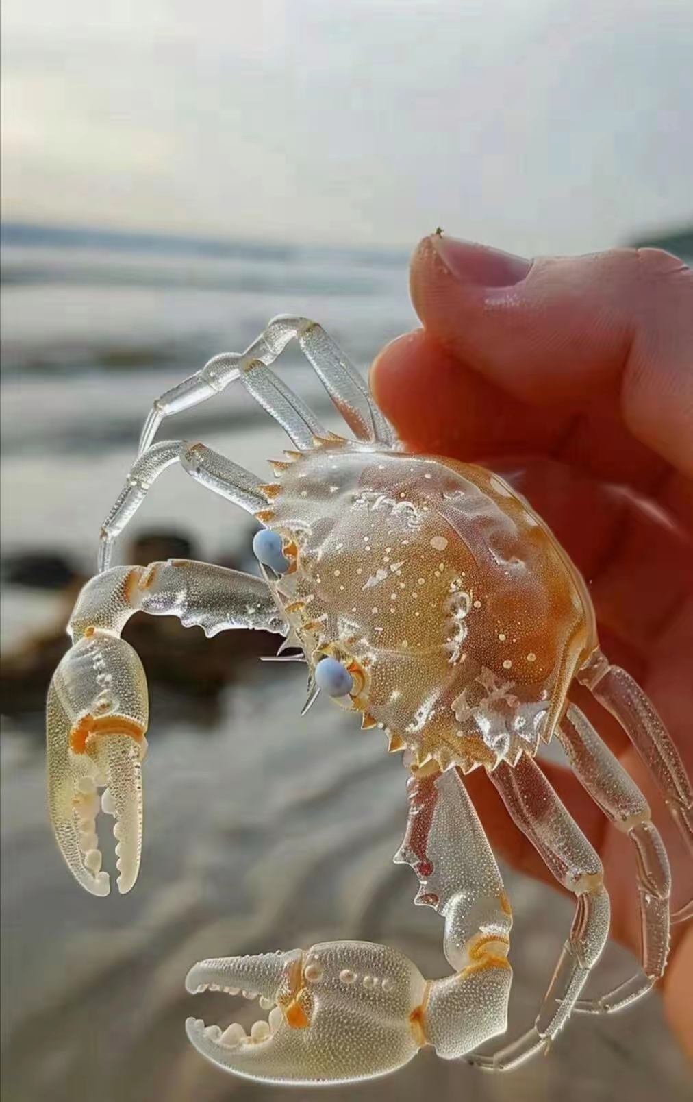 晶莹剔透的小螃蟹,好可爱,好像工艺品.世界上真有这种小螃蟹么?