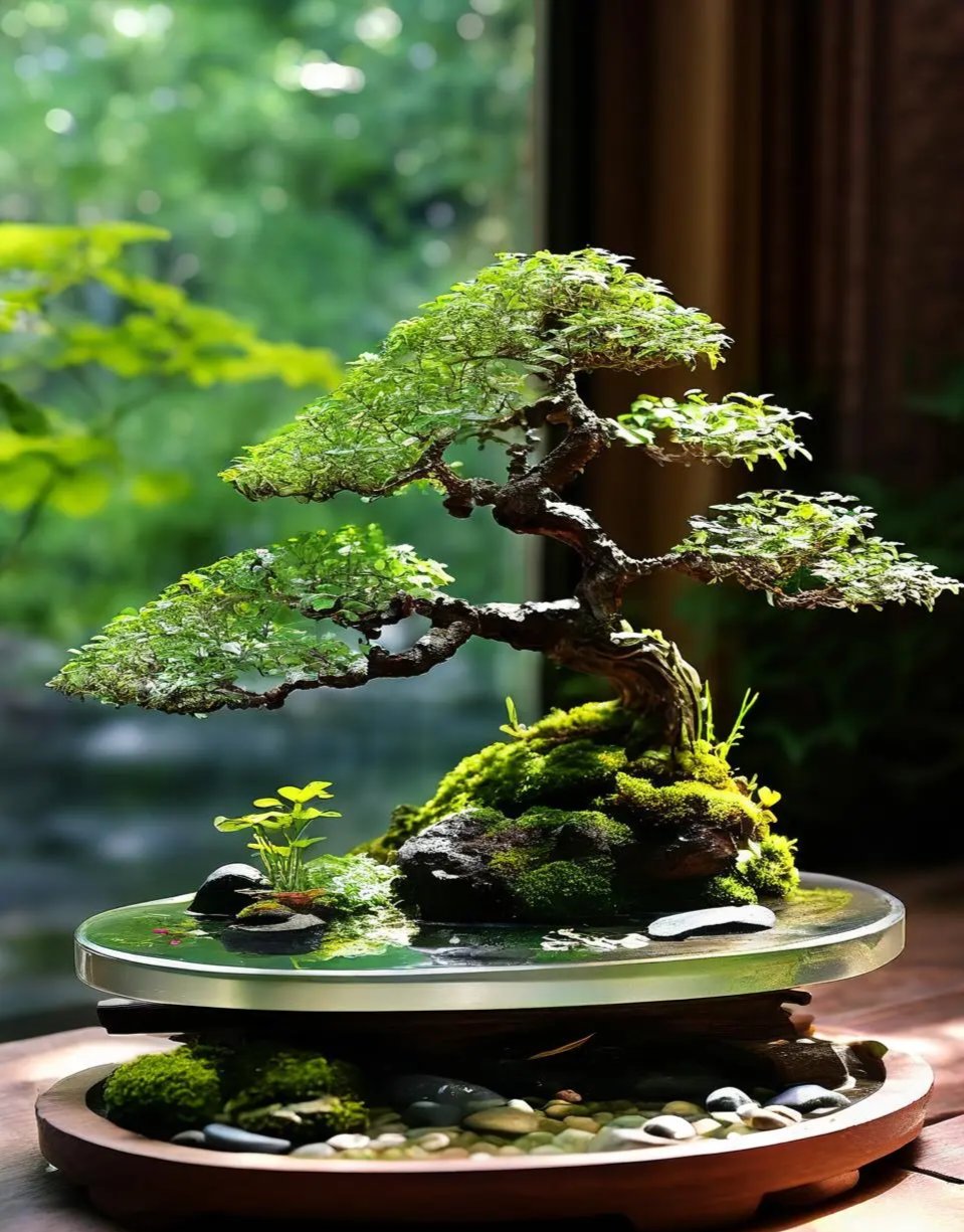 ai唤游计划# 盆景是一种将自然景观微缩于盆中的艺术形式,它通过拘哪