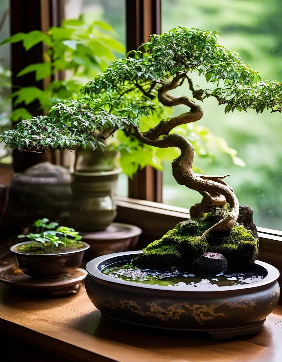 盆景是一种将自然景观浓缩于盆中的艺术形式,它起源于中国,后传至日本