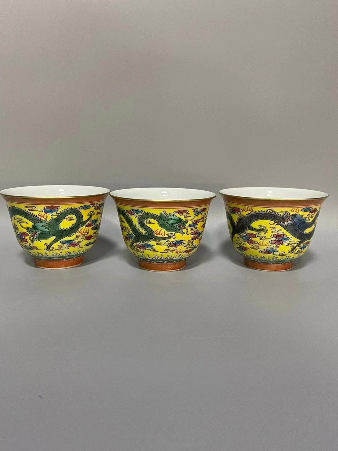 手绘粉彩九龙杯#盘盘老物件