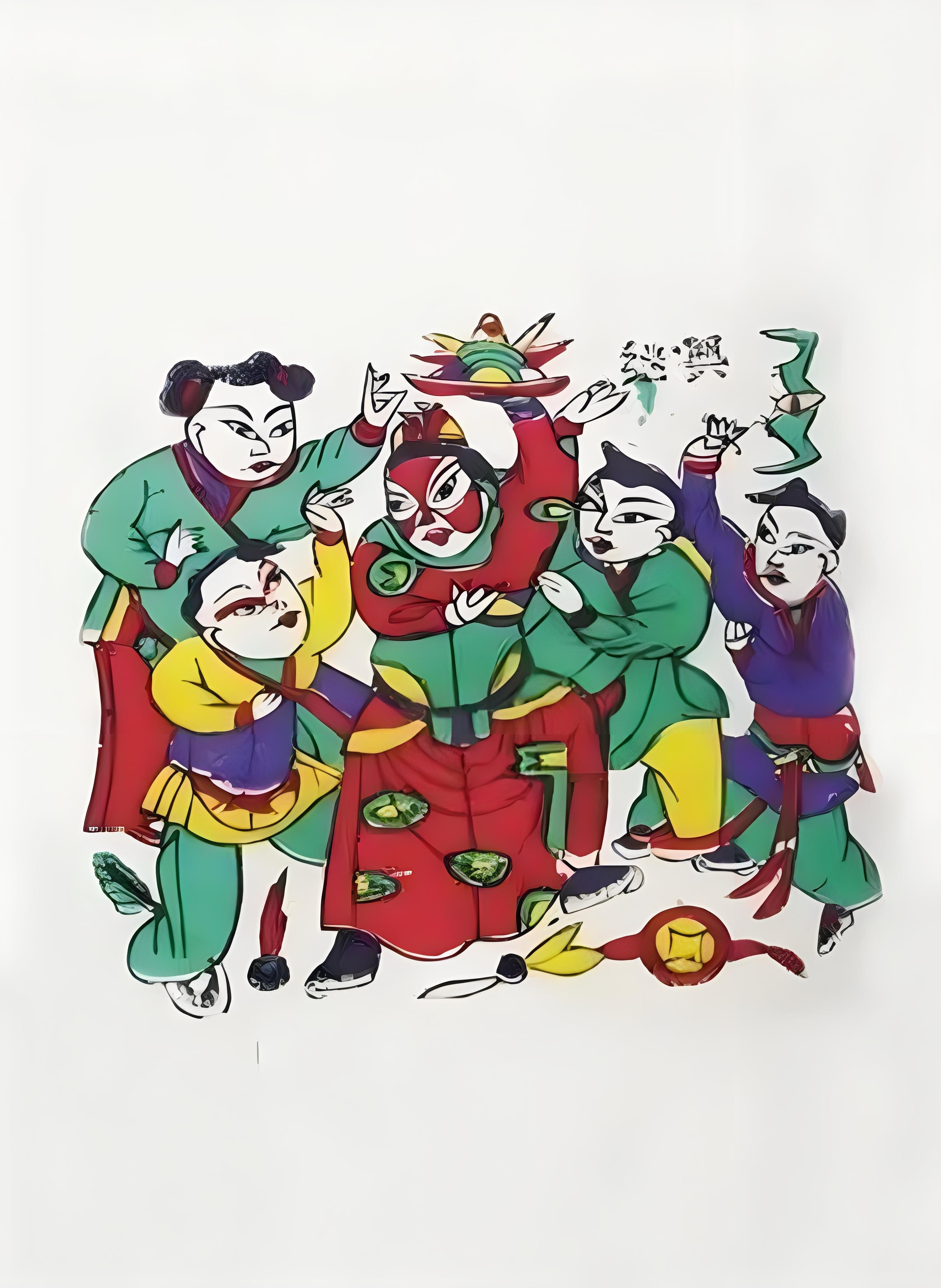 年画故事:朱仙镇年画《五子夺魁》  朱仙镇木版年画是中国民间艺术的"