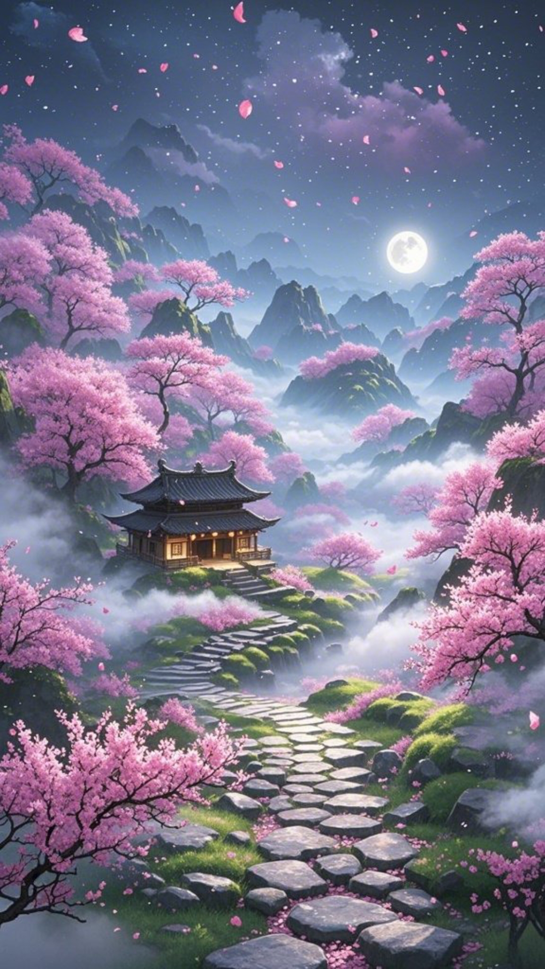 今晚的月亮真圆,樱花树下又见你