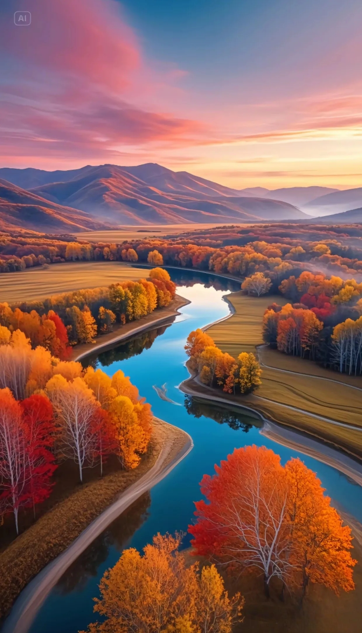 《秋之画卷》 在秋天画卷里游,渐变色如梦舞流.