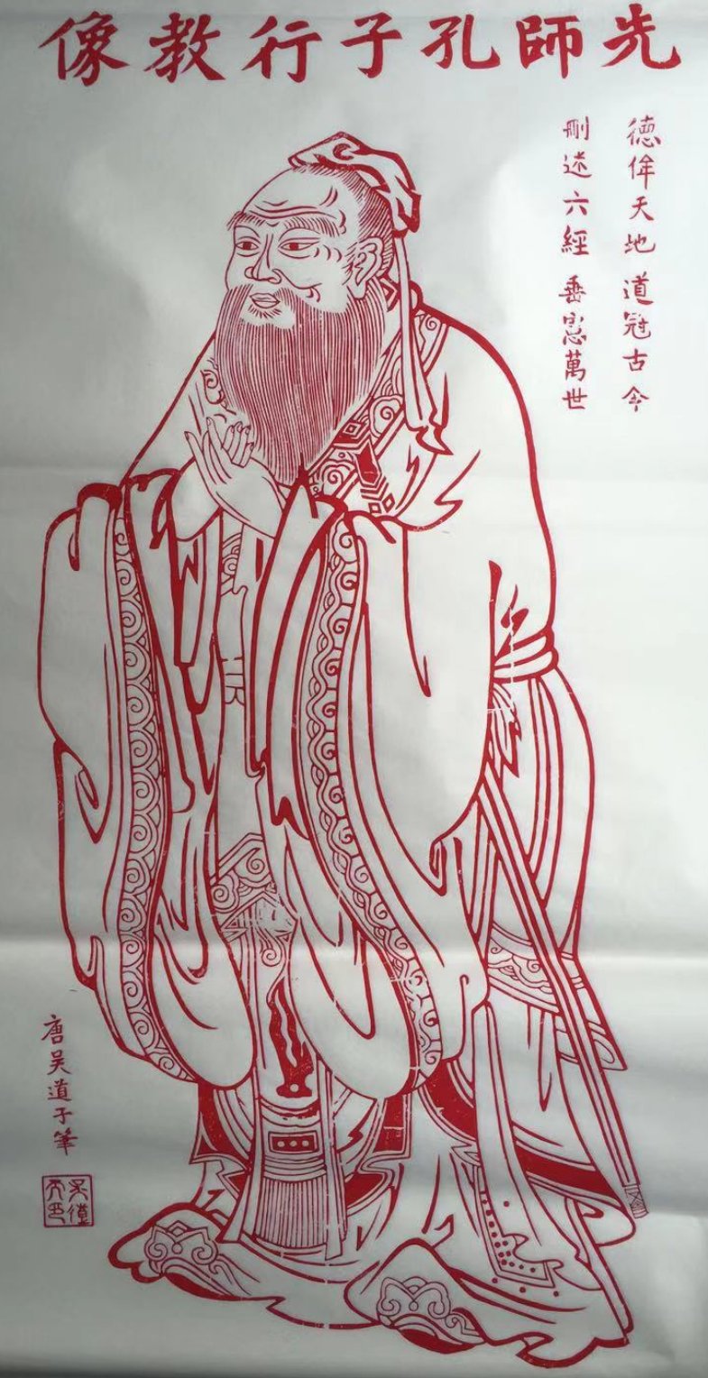 传统文化# 至圣先师孔子行教像,相传是吴道子所绘.