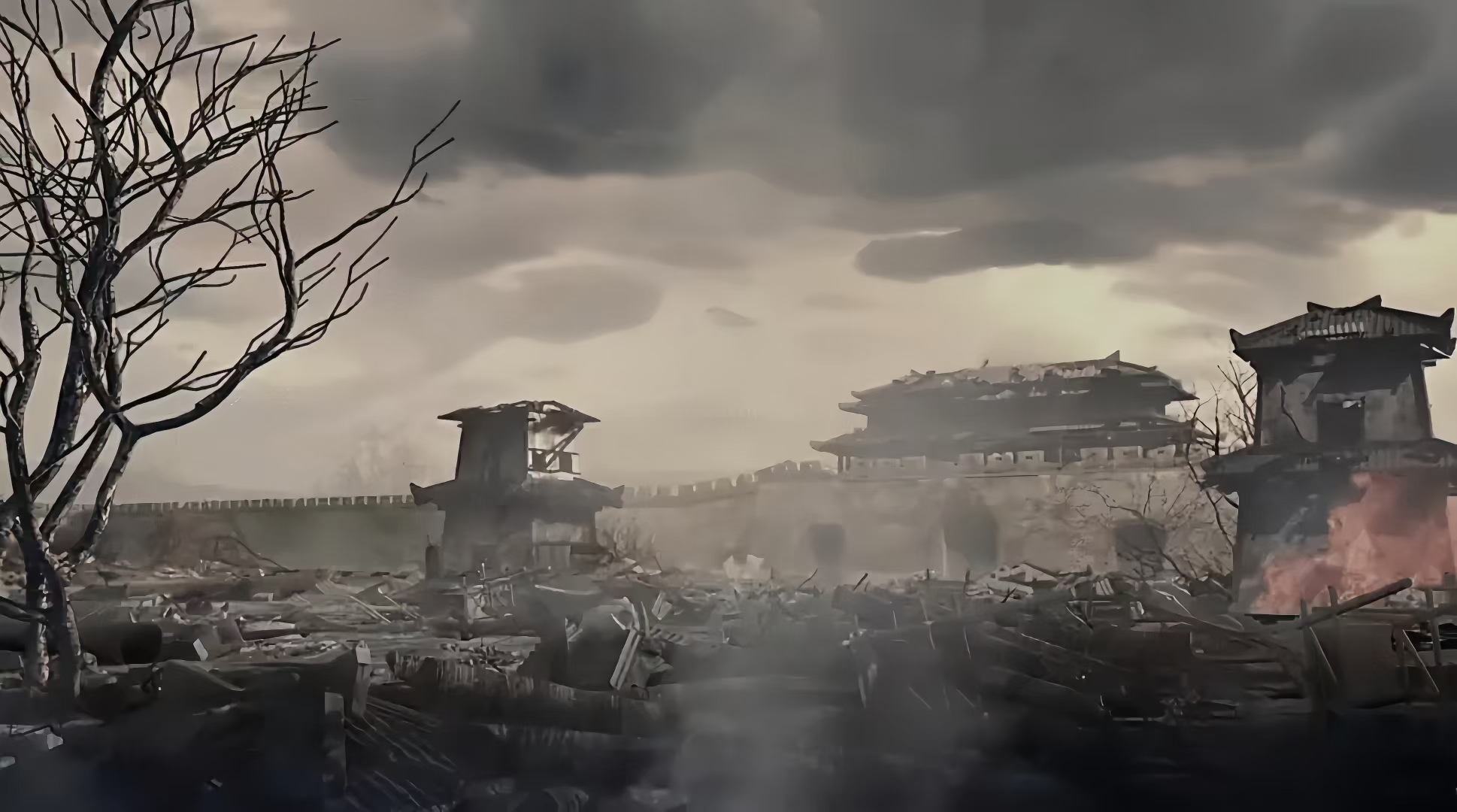 墨染江山凝血月,弦惊胡马坠冰盘. 秦宫汉阙埋荒草,越剑吴钩化钓竿