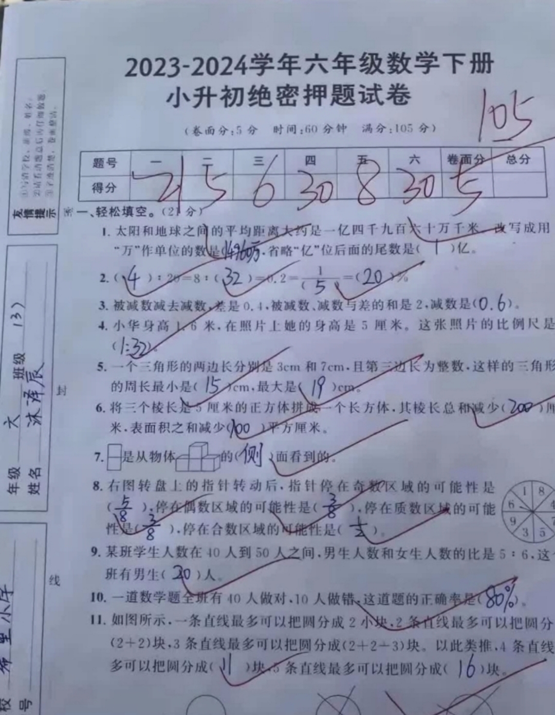 就这卷子上的题目,咱来看看有谁有那胆子挑战一下不?