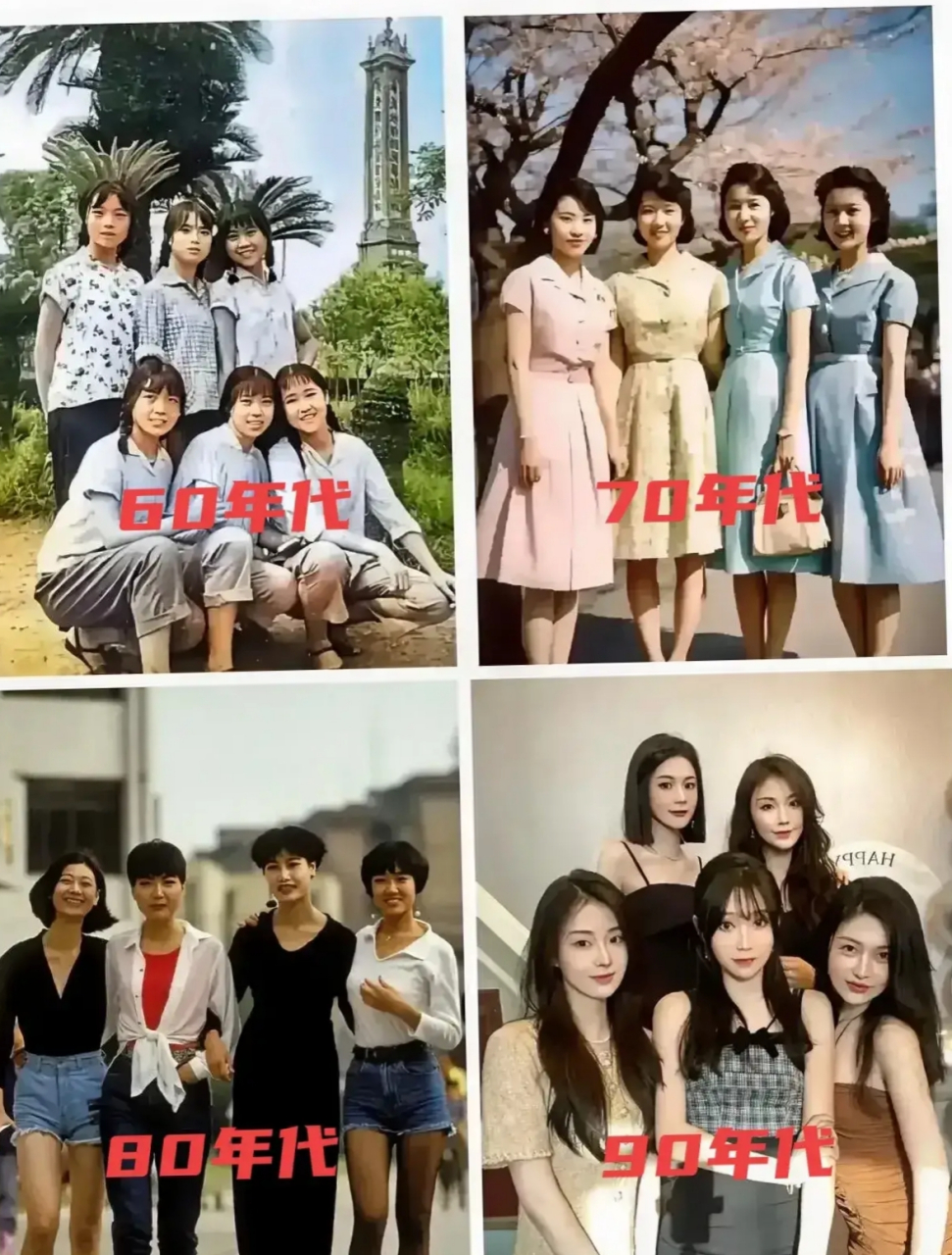 不同年代大学生的衣服穿着,你们更喜欢那个年代的大学生呢?