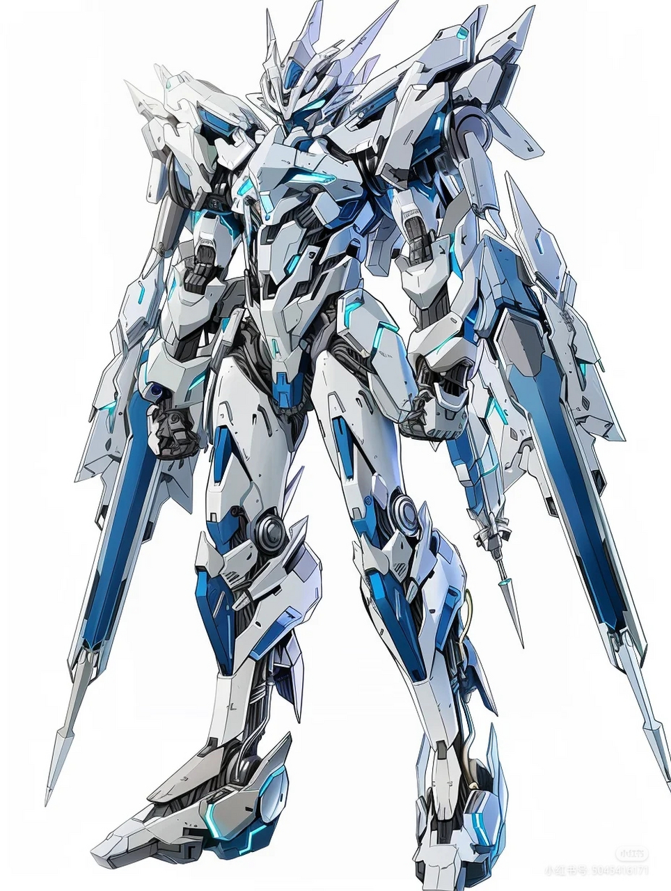 未来高科技机甲蓝白色机甲高达战士