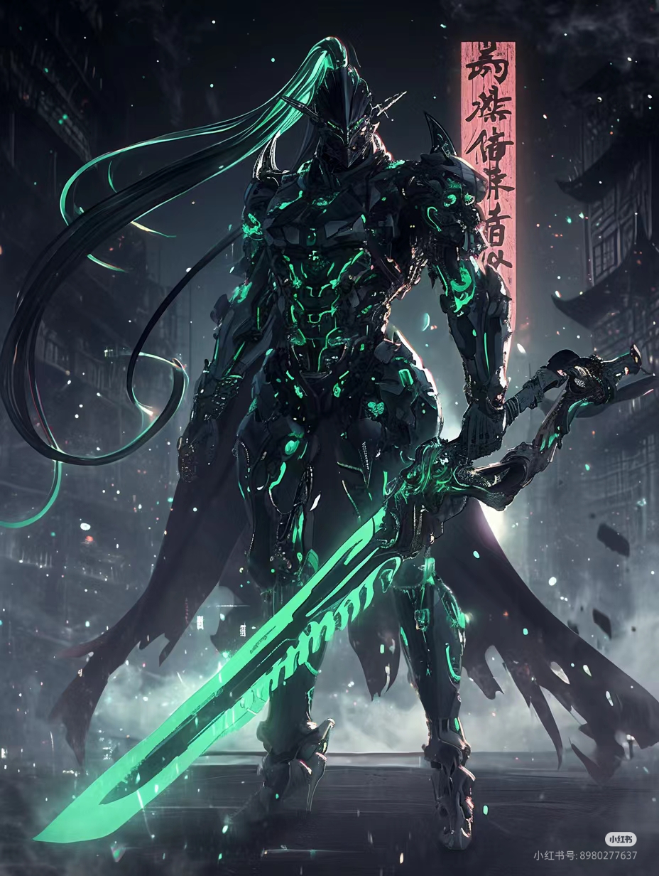 大秦帝国高科技机甲这身科技感十足的盔甲,配上那把发光的剑,简直帅炸