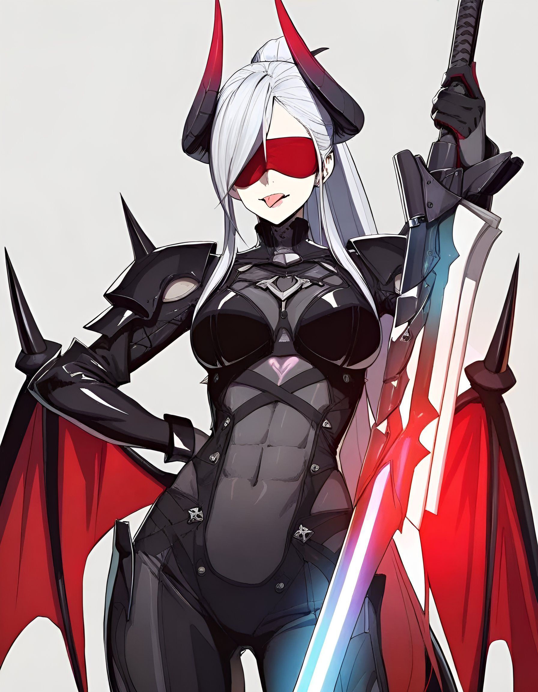 集力量与美貌为一体的白毛恶魔翅膀女战士!