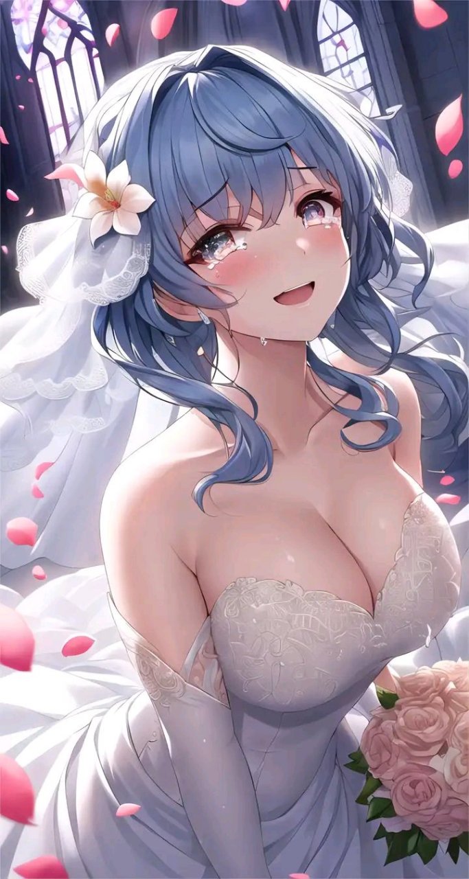 喜极而泣的一刻:纯白花嫁,你是最美的新娘#二次元美图