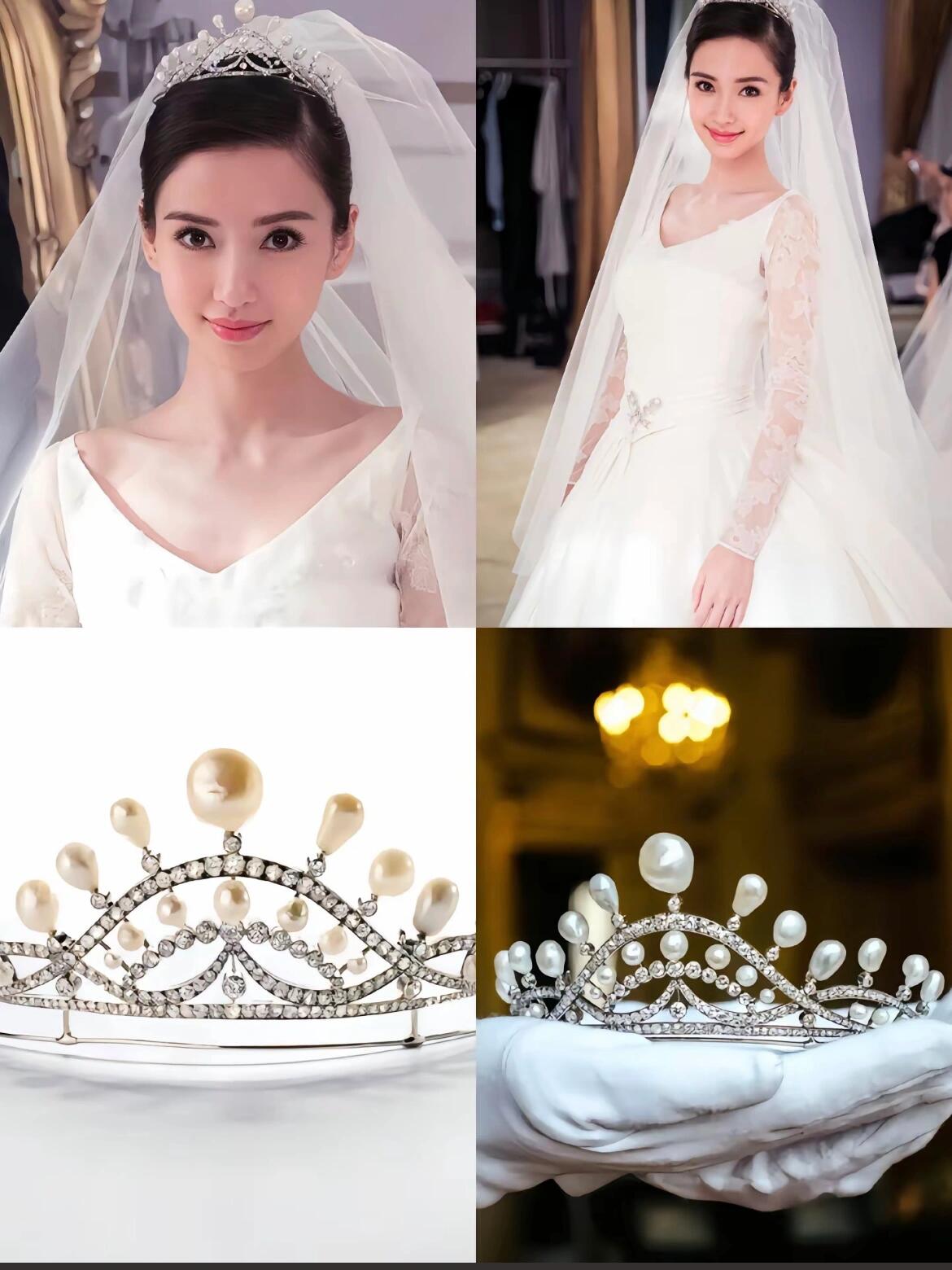 "angelababy, 穿上婚纱的你美得就像童话里的公主,这顶王冠真是还记得