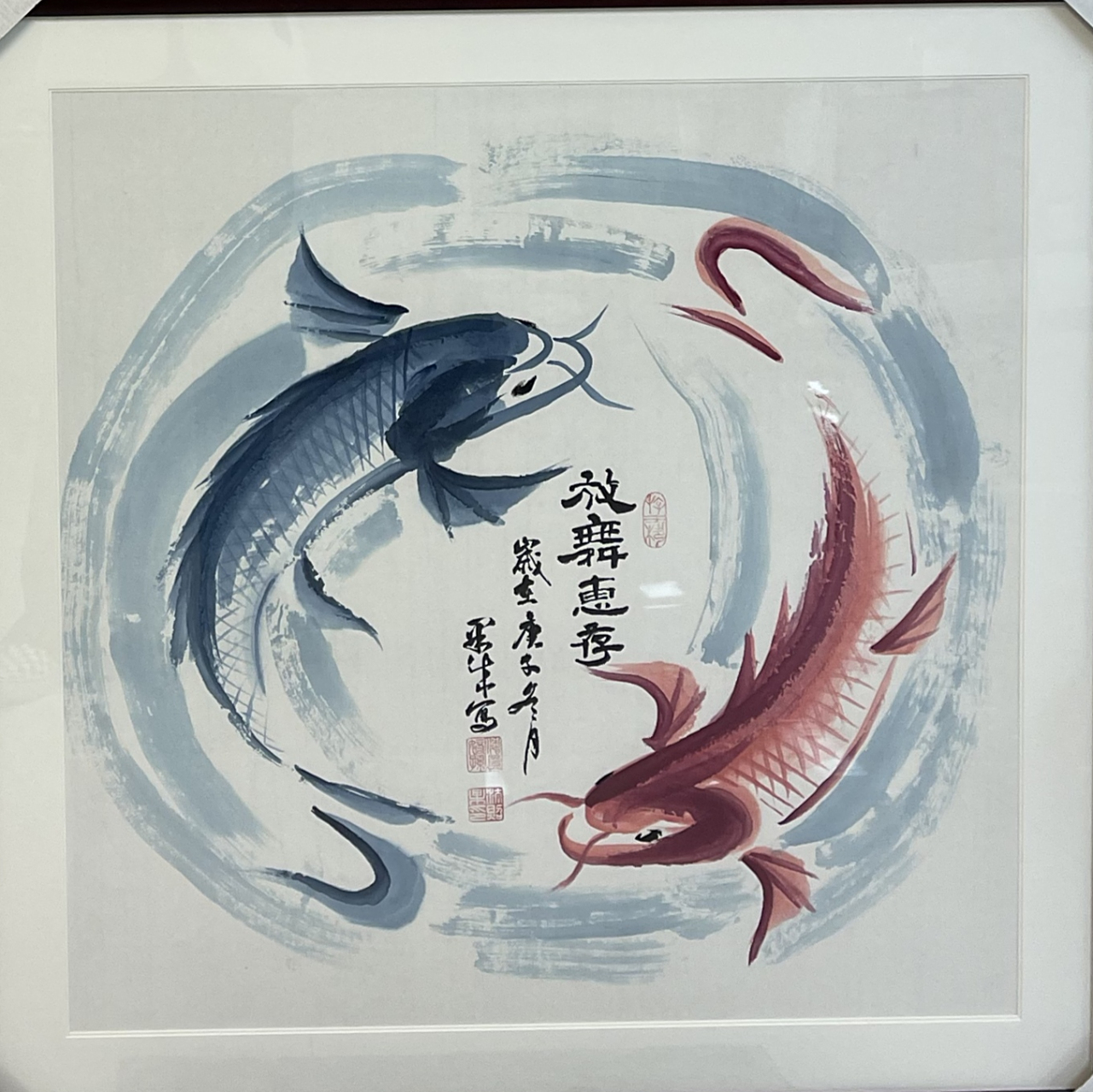 张果成国画写意太极鱼 #美术作品# 国画写意花鸟,锦鲤鱼,"风水太极鱼