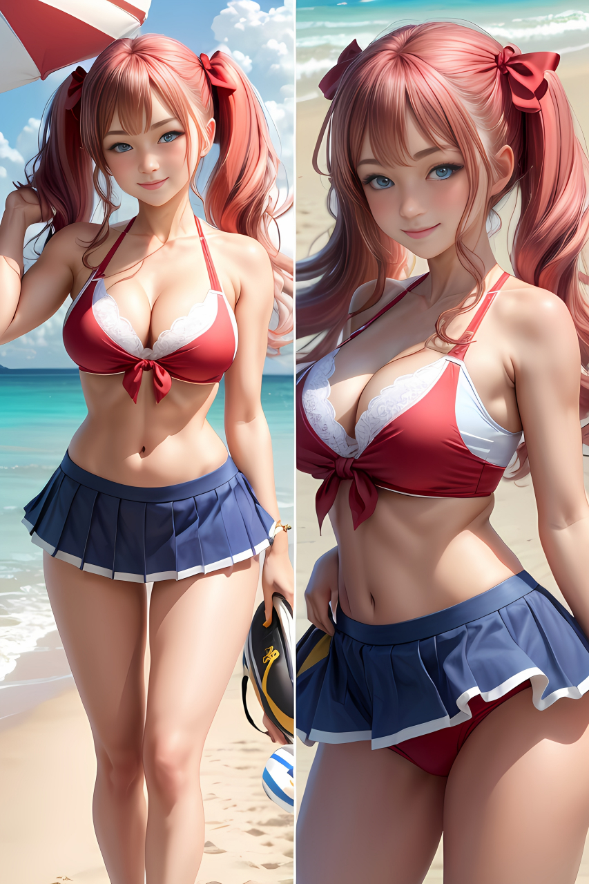 二次元cosplay# #美女# #性感美女#  沙滩除了排球,你还想到(⊙o⊙)